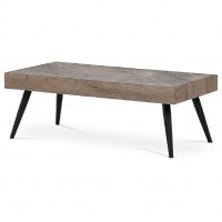 Stůl konferenční, deska slinutá keramika 120x60, šedý mramor, nohy černý kov, světle hnědá dýha AHG-281 GREY